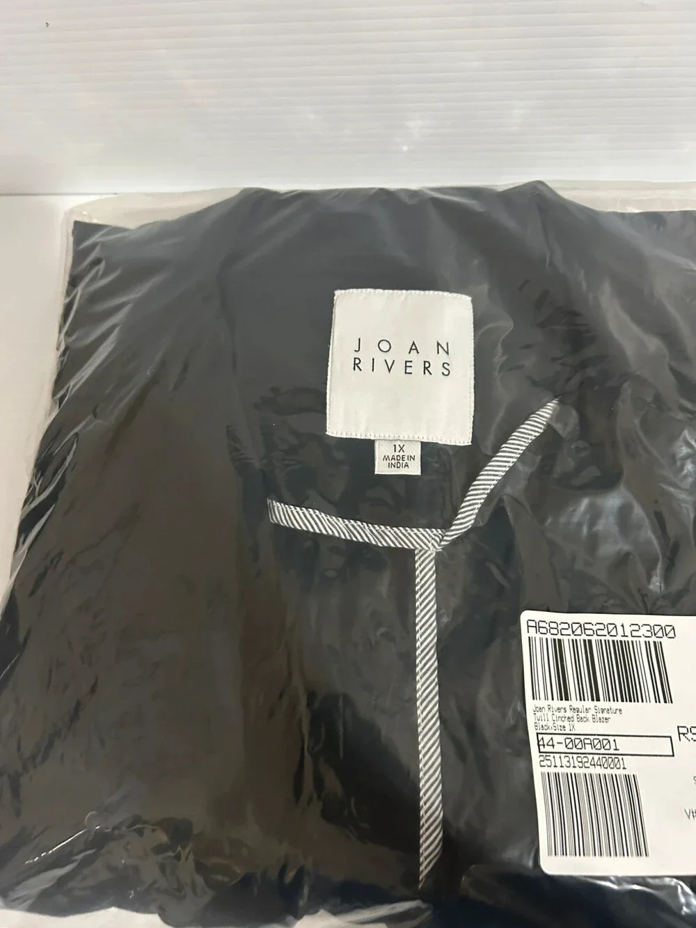 joan rivers signature twill cinched back blazer black size 1x